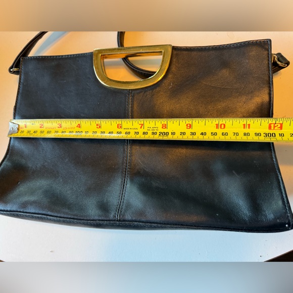 Vintage High End Black Leather Giani Bernini Retro Shoulder Bag Purse - Picture 8 of 8